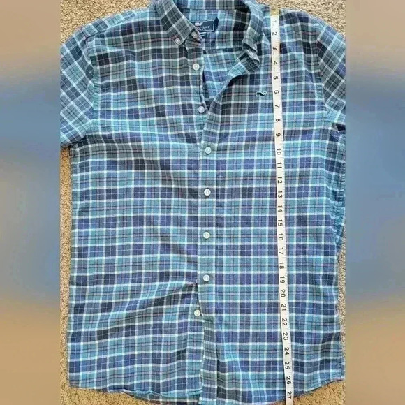 Vineyard Vines Whale Shirt Blue Check Classic Fit XL (18)boys - Picture 6 of 6